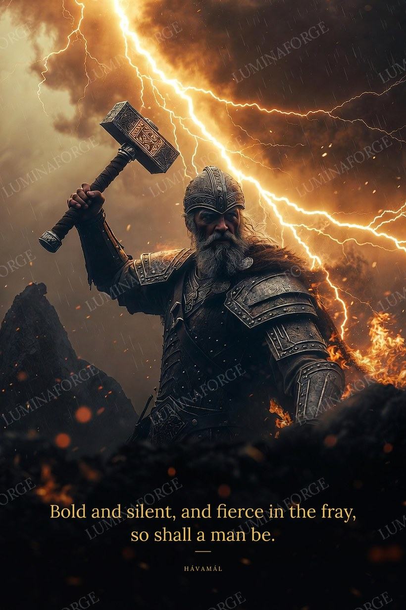 Thor Norse god of thunder hammer lightning wall art printable