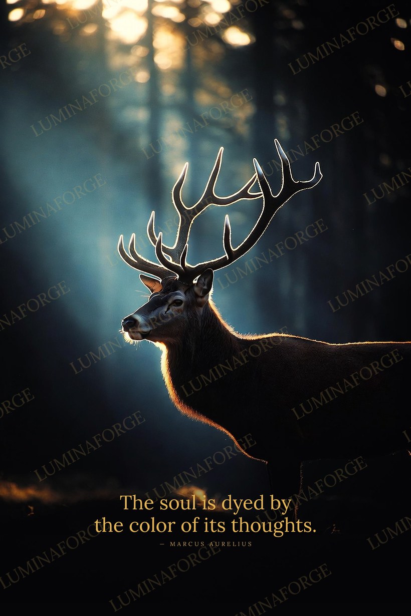 The Stag Stoic wall art, Marcus Aurelius quote, printable