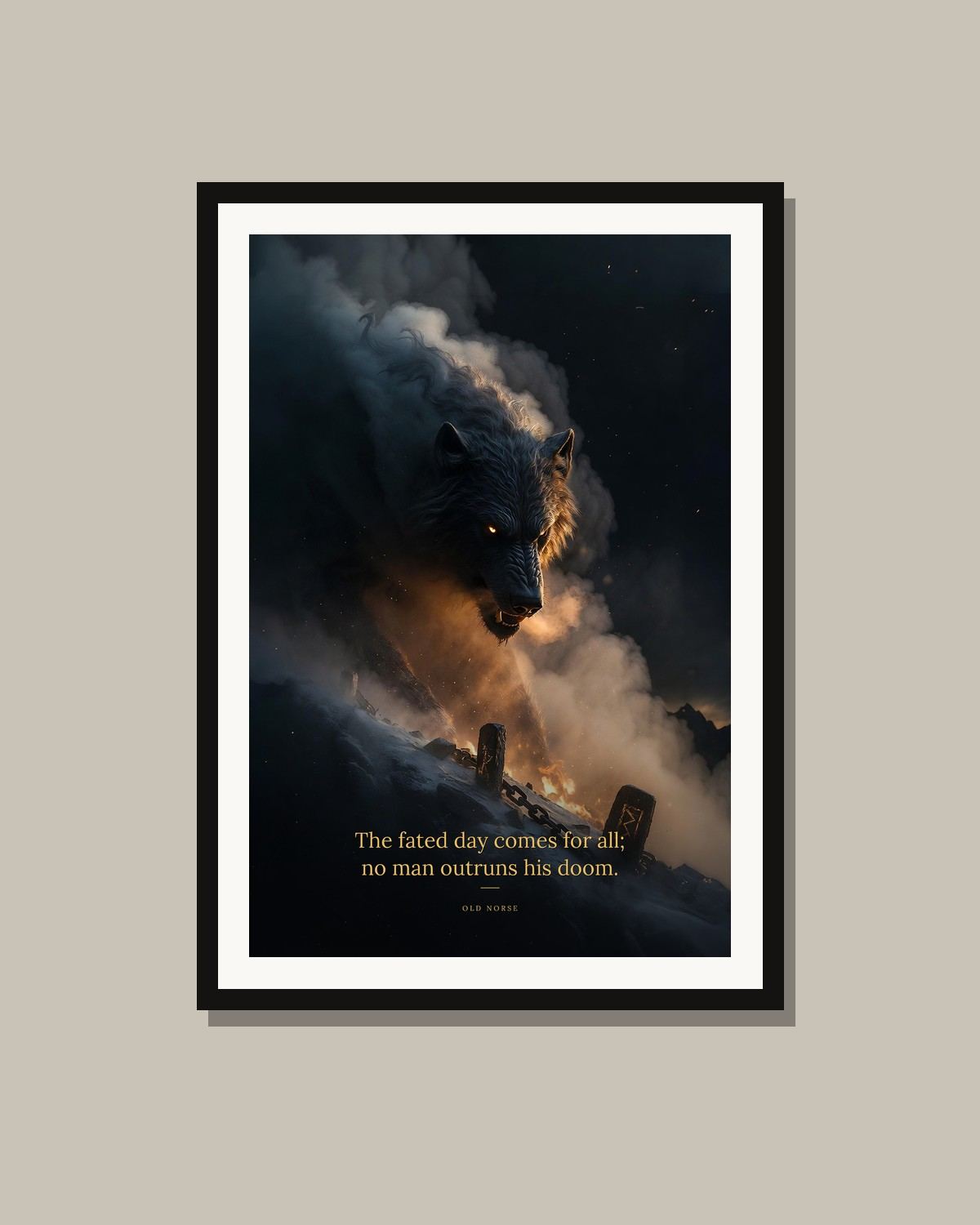 Fenrir framed on a wall