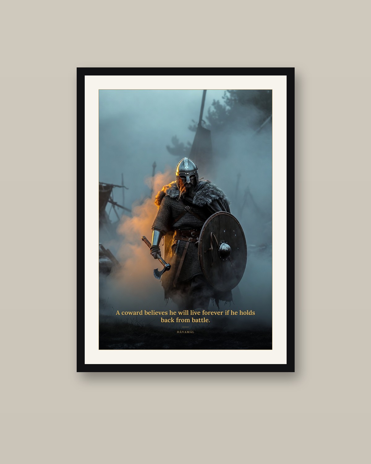 The Warrior framed on a wall
