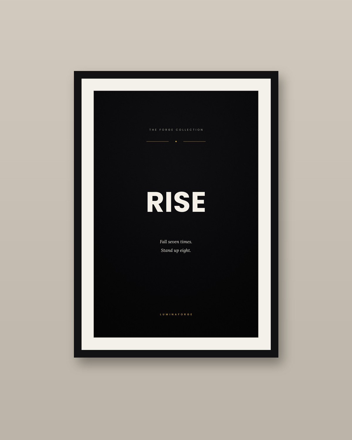 Rise framed on a wall