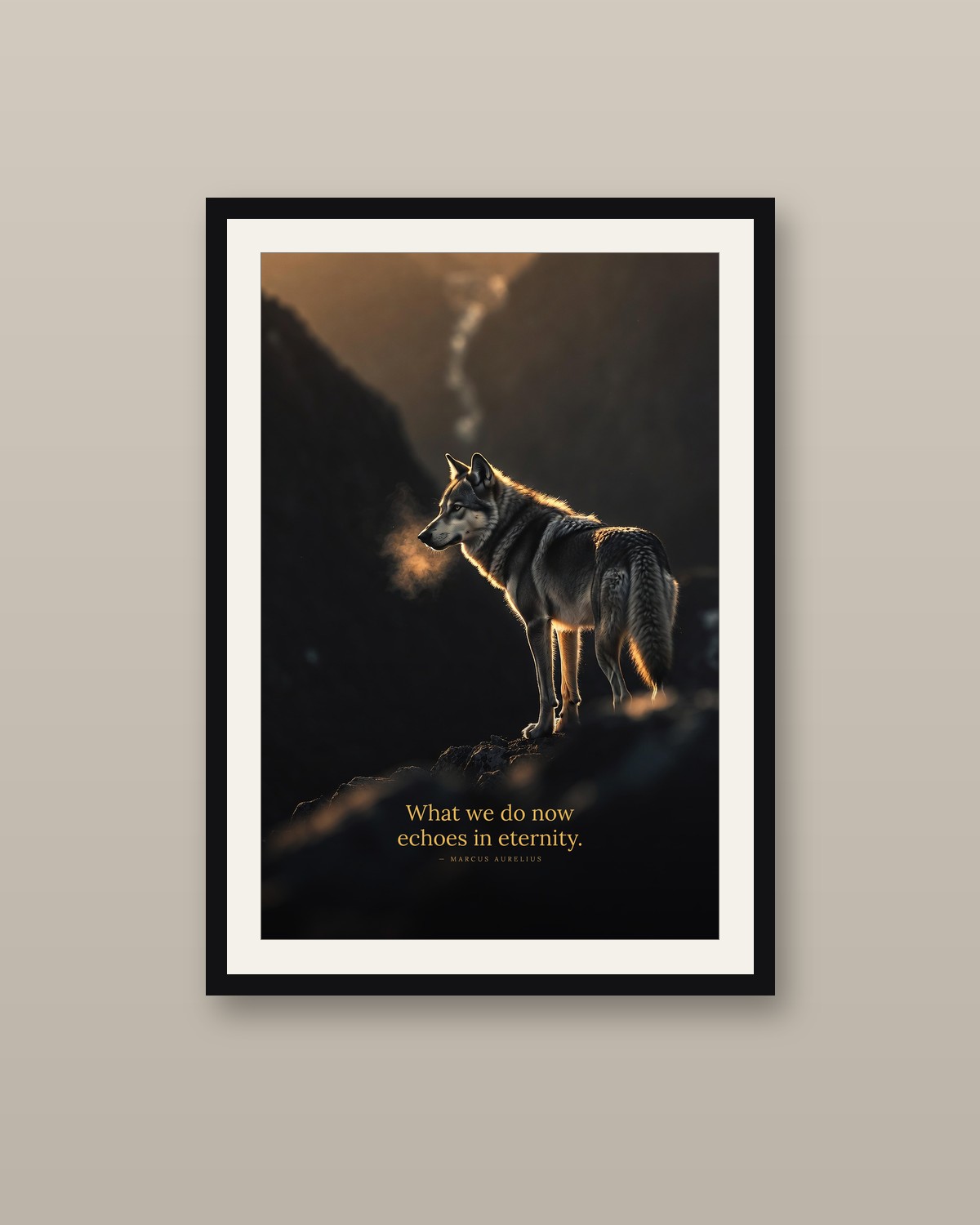 The Wolf framed on a wall