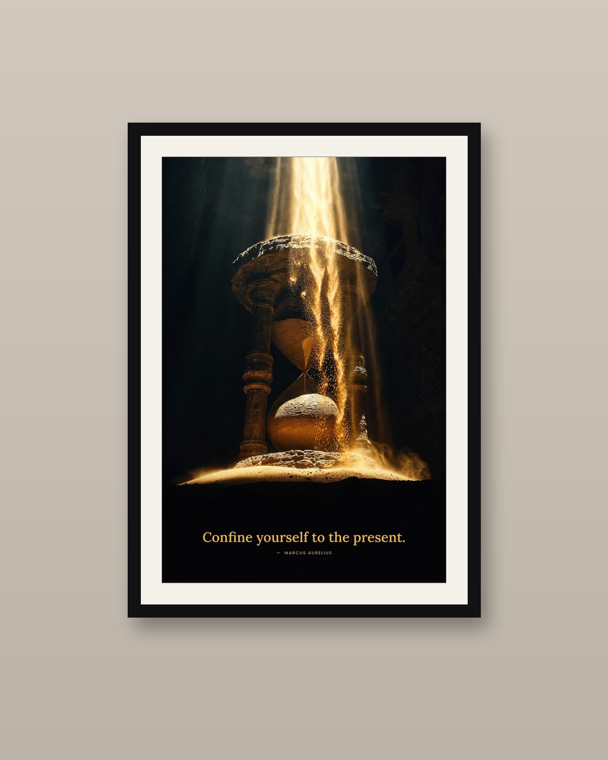 The Hourglass framed on a wall