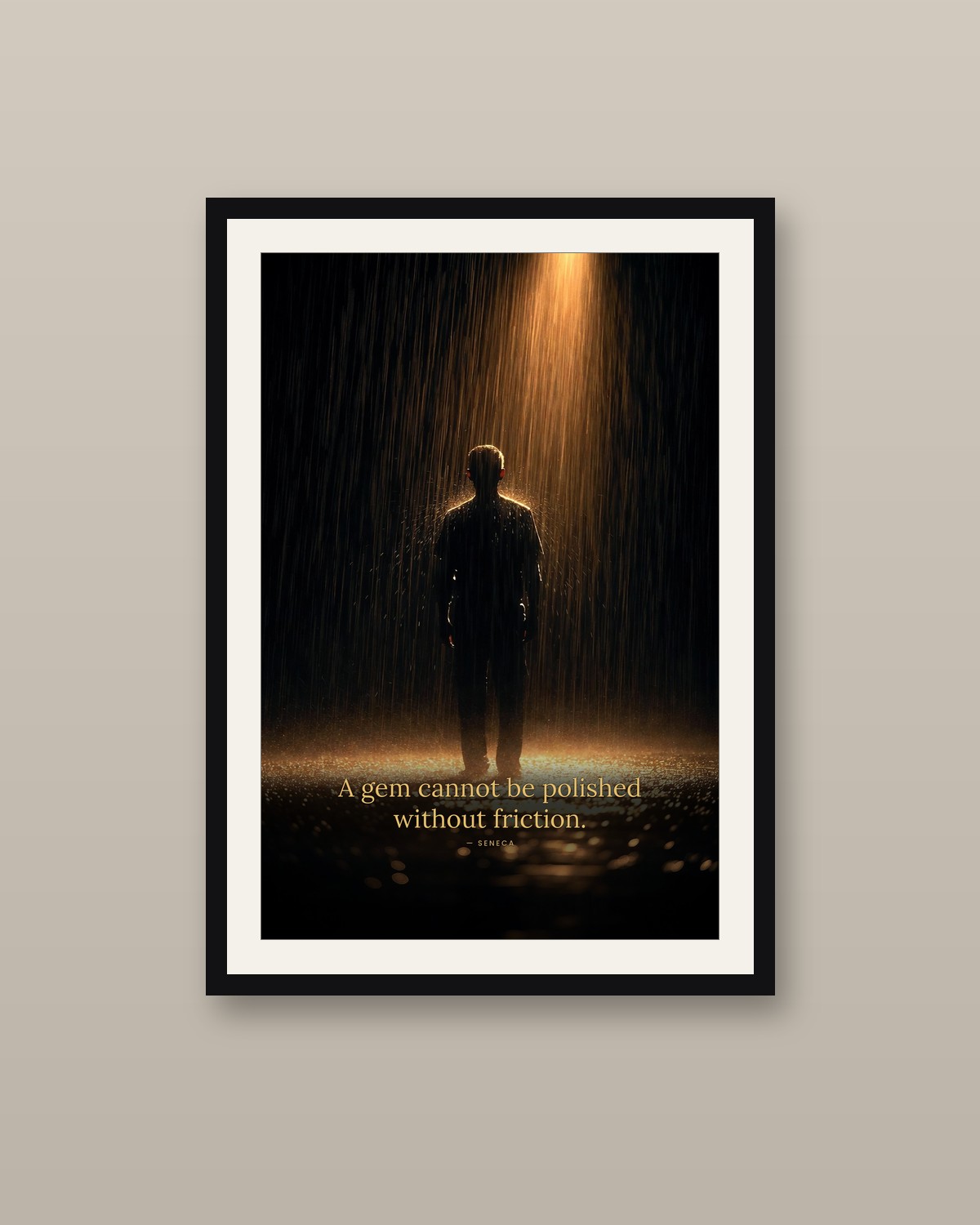 Polished by Friction framed on a wall